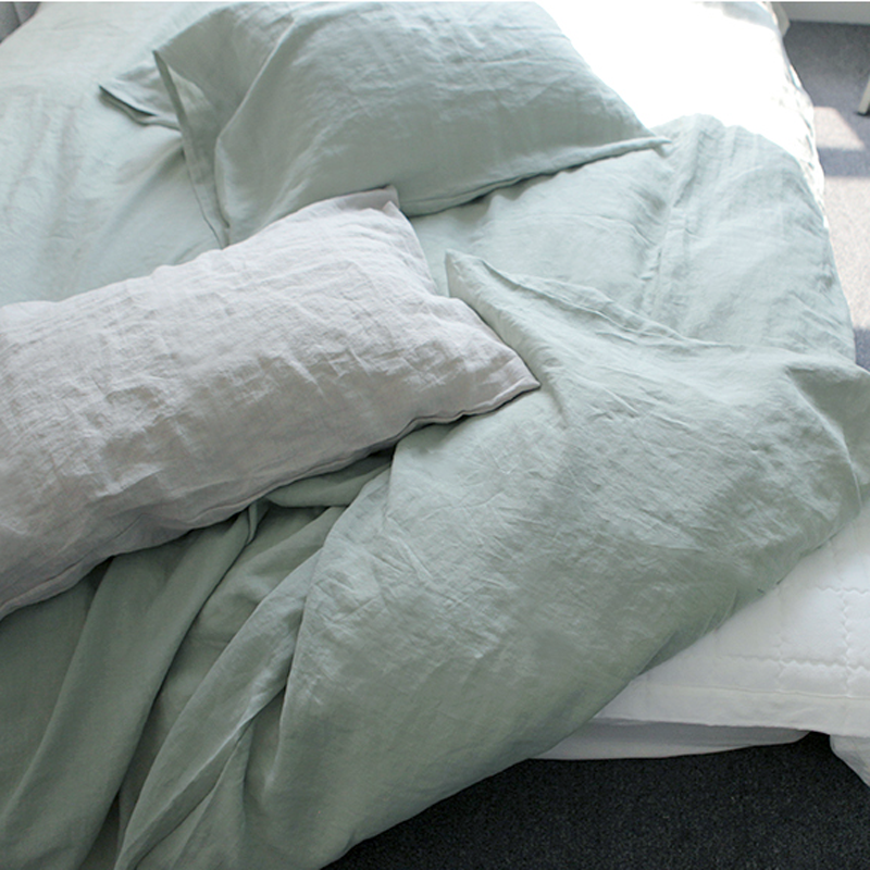Enzyme washed flax hotel linen bed sheets set